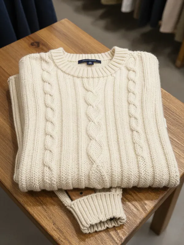 Sweater trenzado de lana, talle L